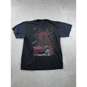 Vintage Y2K T Shirt Men Large Graphic Koi Bhudda Short Sleeve Retro